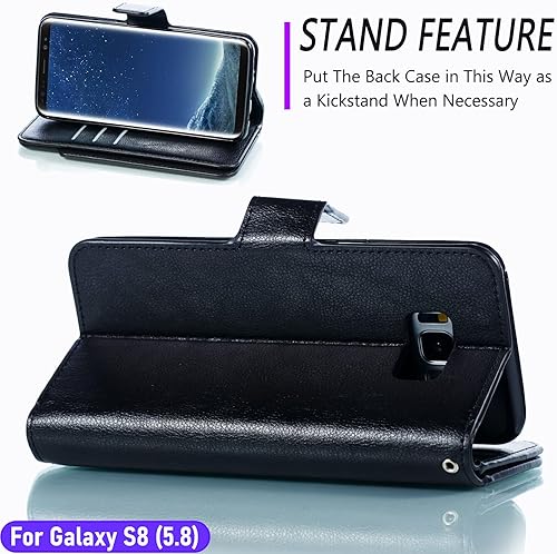 Miniatura 4 de LMDAMZ Funda tipo cartera para Galaxy S8 de 5.8 pulgadas 3+ ranuras para tarjetas Tarjeta de visita de identificación, ranura para tarjetas de