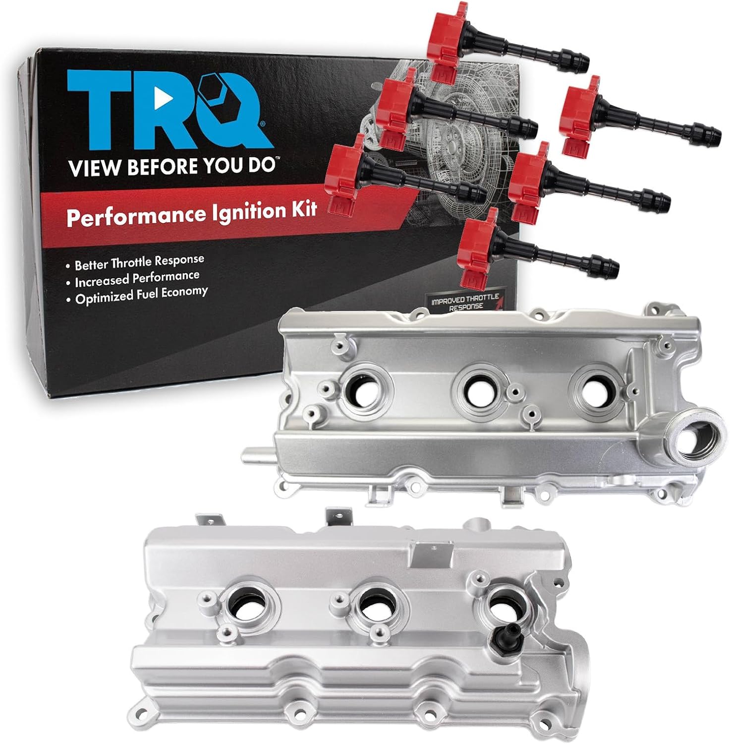 TRQ Ignition Coil Kit 8 Piece Valve Cover Compatible with 2003-2008 INFINITI FX35 2003-2007 G35 2006-2008 M35 2003-2006 Nissan 350Z