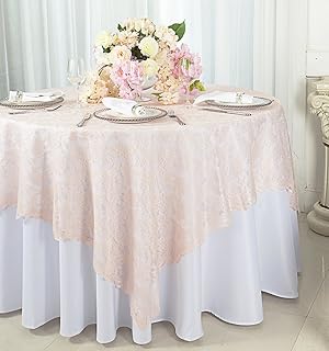 12 Round Wedding Table Decoration Ideas That Look Balanced 53 Wedding Linens Inc. 72 in x 72 in Lace Table Overlays, Tablecloths Squar...