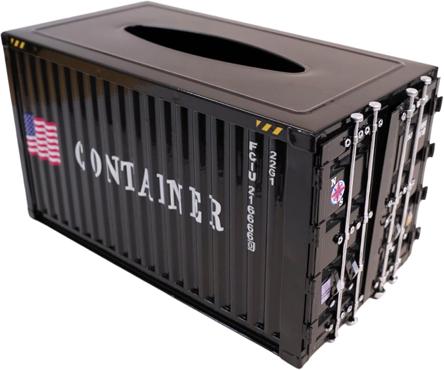 Shipping Container Tissue Box Cover – Sturdy All-Metal Construction, Fits XL US Tissue Boxes – Industrial Decor for Homes, Offices, Restaurants & Man Caves (Black)