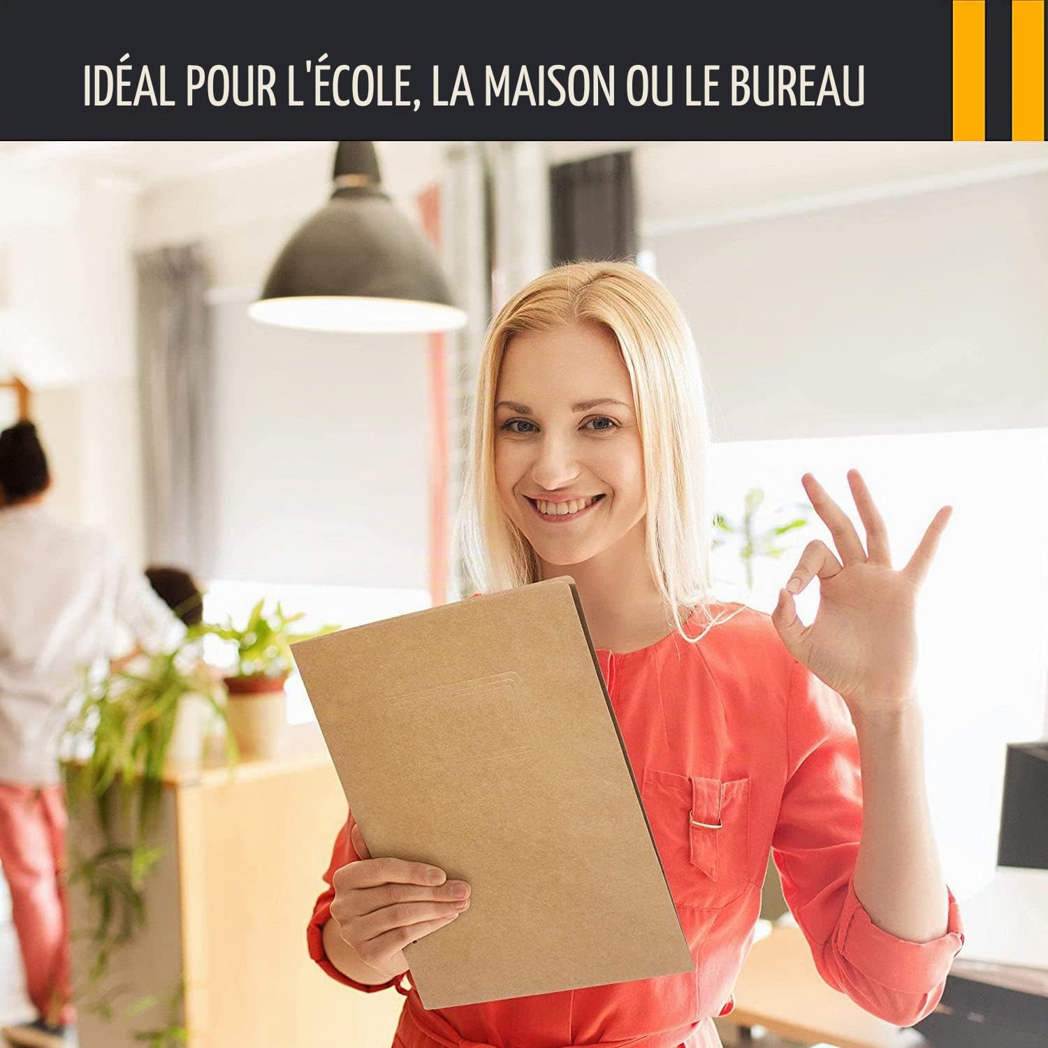 Lot de 10 Facile d'accès Chemise Cartonnée avec Rabat à Deux Pochettes A4 Papier Kraft Dossier de Rangement Dossier de Candidature Porte Document Organisateur pour Société Bureau Maison Scolaire