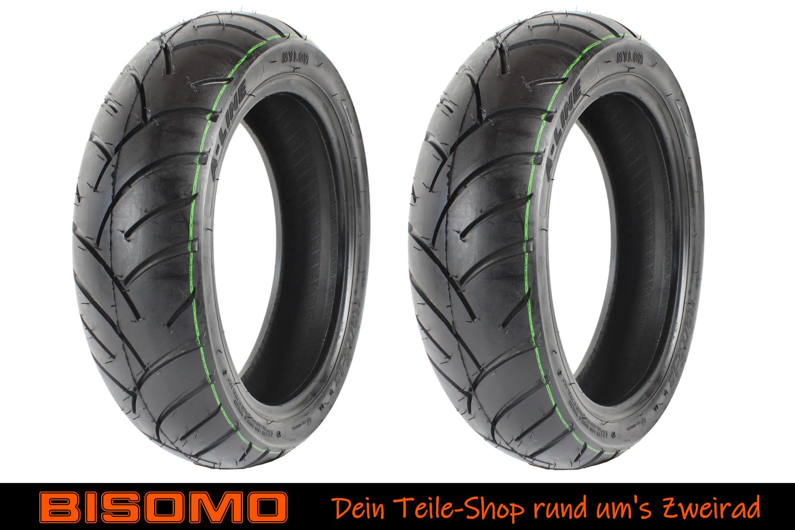 2 Reifen Roller, Rollerreifen 110/70 x 12 Zoll, 47J bis 100Km/h + 175kg Traglast, PR507 Straßenprofil, TL Tubeless