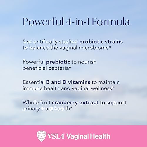 Miniatura 4 de VSL4® Vaginal Health Daily Probiotic Supplement for Women's Health & Urinary Tract Support* – 10B CFU – 4-in-1 Formula with Probiotics, Prebiotic