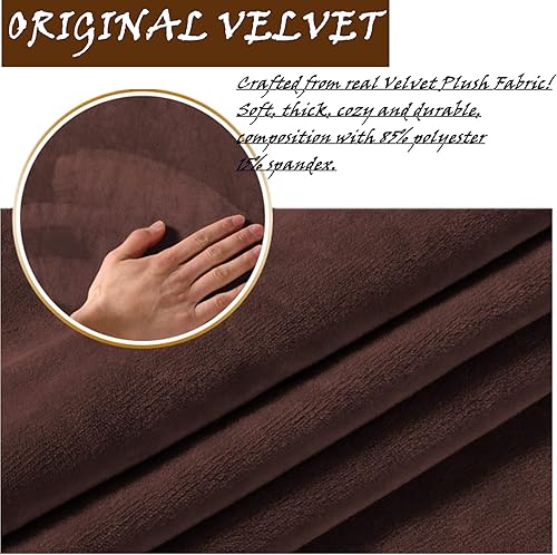 Miniatura 3 de Paquete de 2 fundas elásticas de terciopelo para reposabrazos, fundas antideslizantes para sofá, protectores elásticos suaves para sala de estar,