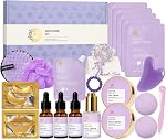 Cadeaux pour les femmes, 30pcs Set de paniers-cadeaux spa pour femmes, Ensemble de soins de la peau faciale de lavande, Ensemble d'auto-pampling, Accessoires de douche, Baignoire et panier de corps, Anniversaire, Noël, Anniversaire