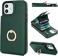 Vista 15 de Folosu Funda compatible con iPhone 12/12 Pro con soporte para tarjetas, rotación de 360°, soporte de anillo de dedo con función atril, protección