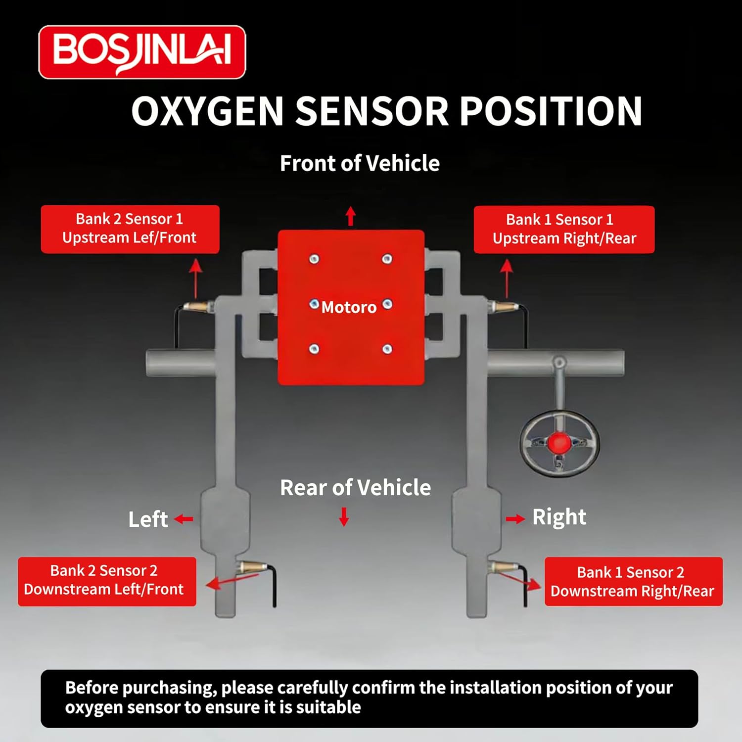 O2 Oxygen Sensor Upstream Downstream for Chevy Silverado Suburban 1500 2500 HD 6.0L 2002-2007, for GMC Sierra Yukon XL 1500 2500 6.0L 2002-2007, for Cadillac Escalade EXT ESV 6.0 2003-2006 4Pcs