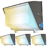4 Pack 150W LED Wall Pack 120W 100W Selectable, 3 Color Switchable 22500LM (Eqv. 1000W MH), Outdoor Wall Light with Photocell, AC100-277V, IP65 Waterproof, ETL Listed
