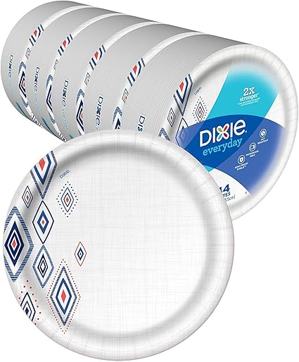 Dixie Large Paper Plates, 10 Inch, 220 Count, 2X Stronger*, Microwave-Safe, Soak-Proof, Cut Resistant, Disposable Plates For Everyday Breakfast, Lunch, & Dinner Meals