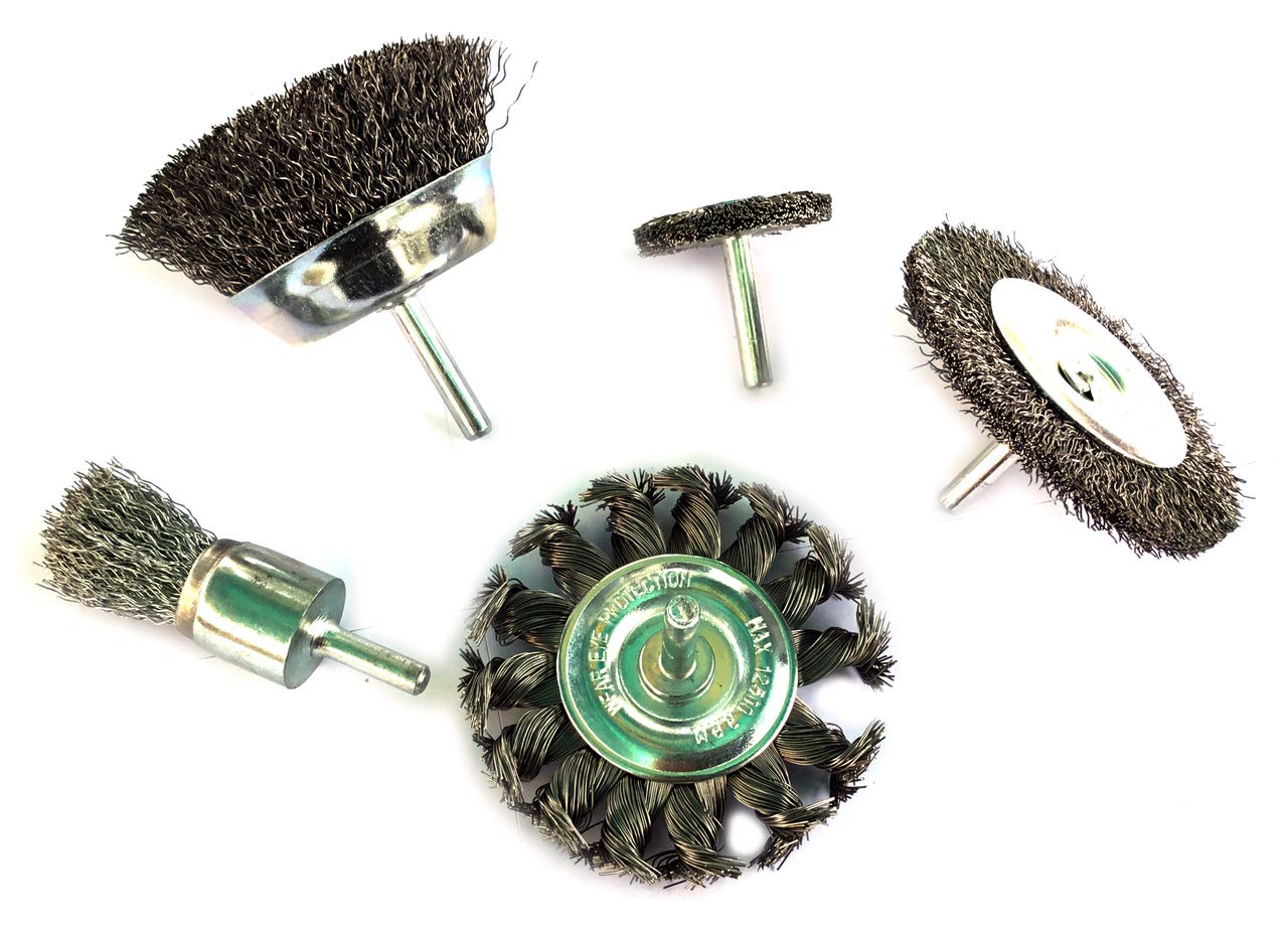 Kibros Lot 5 brosses acier tige 6 mm circulaire dur+bout dur+coupe dur