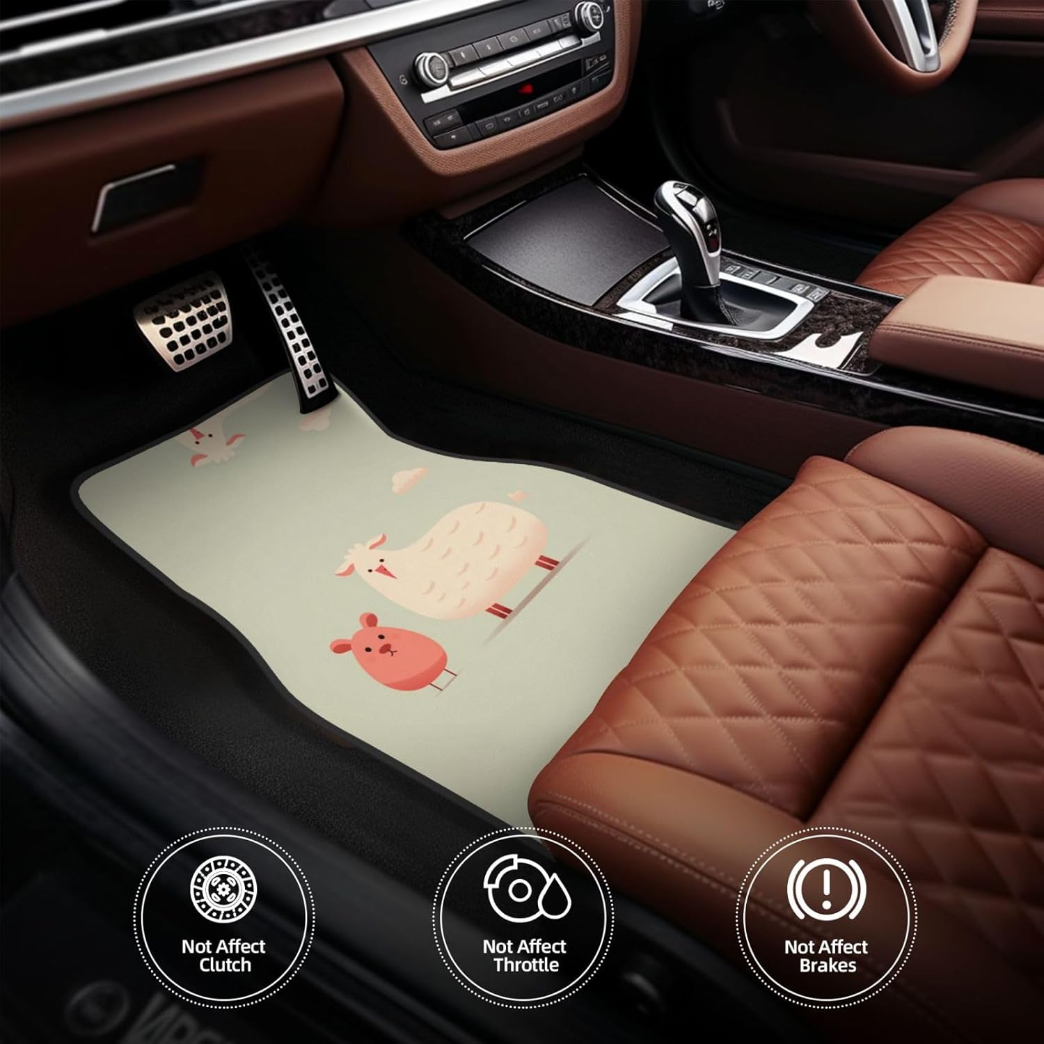 Pair of Animals Patterned car mats 4-piece set | For cars/SUVs/trucks | Firm fit without displacement