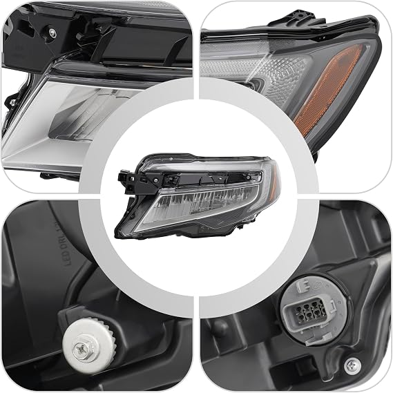 For 2019 2020 2021 2022 Honda Passport Pilot LED Headlight Assembly, w/LED DRL, Replacement Left Driver Side Headlamp Black Housing Clear Lens OEM 33150TG7A32