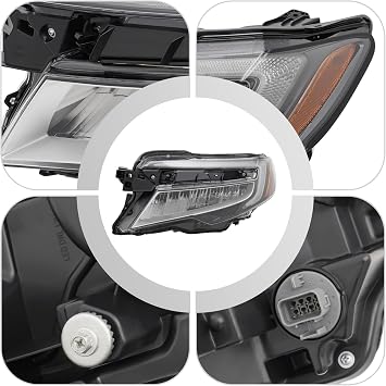 For 2019 2020 2021 2022 Honda Passport Pilot LED Headlight Assembly, w/LED DRL, Replacement Left Driver Side Headlamp Black Housing Clear Lens OEM 33150TG7A32