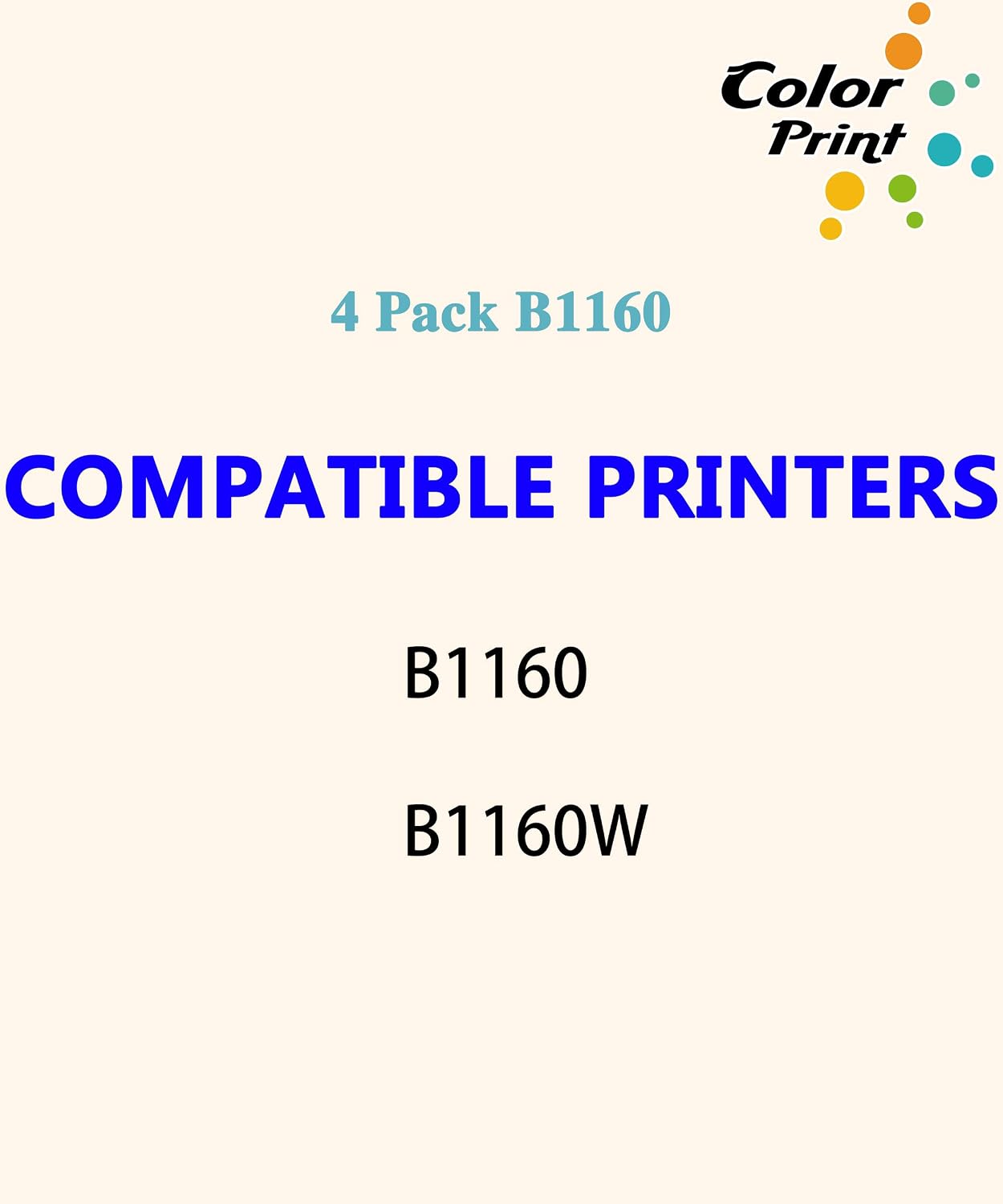 Creative Product 4-Pack ColorPrint Compatible YK1PM Toner Cartridge Replacement for Dell B1160W 1160 331-7335 HF44N HF442 Work with B1160 B1163w B1165nfw Printer (Black)