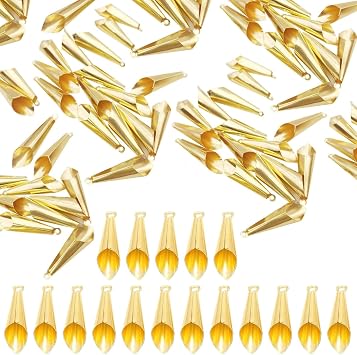 300 Pcs Gold Bead Caps for Jewelry Making, Metal Cone Bead End Caps, Long Flower Pendant Caps for DIY Earrings, Necklaces, Anklets, Glass Bead Cap Cone Findings