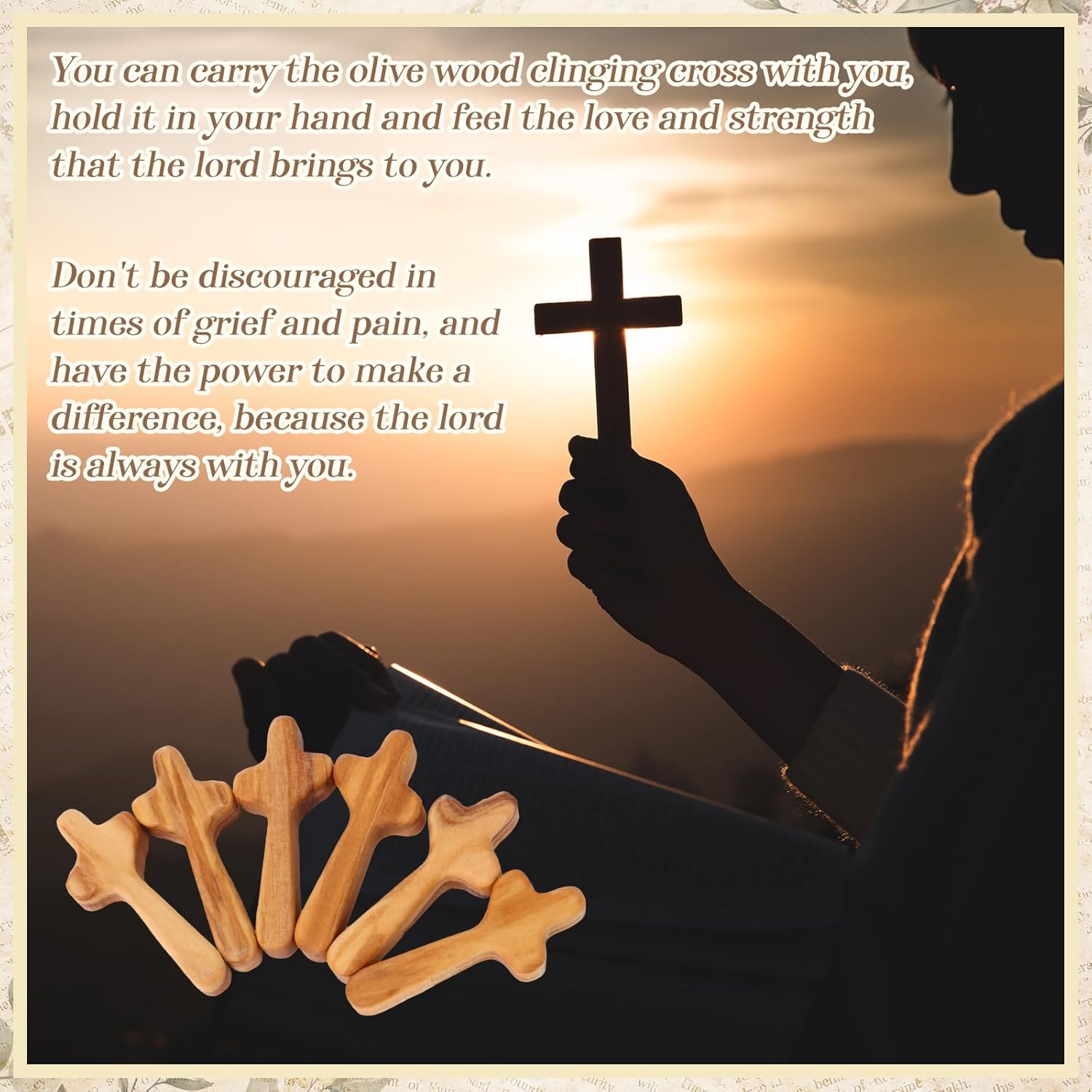 150 Sets Small Wooden Crosses Mini Olive Wood Comfort Holding Crosses with Cotton Linen Bags and Prayer Cards Pocket in Bulk 2.5 Inch Jesus Church Christian Gift for Prayer