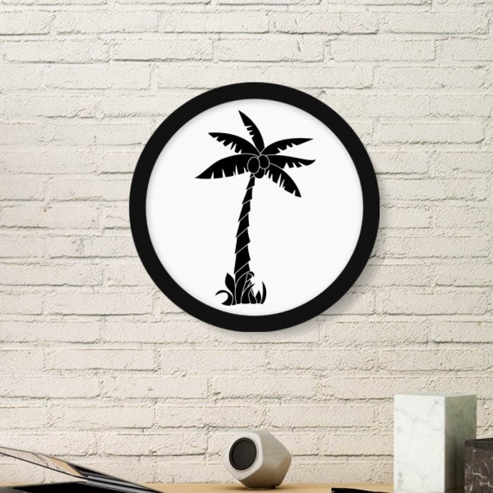 Cadre photo bois rond peinture silhouette cocotier noir M