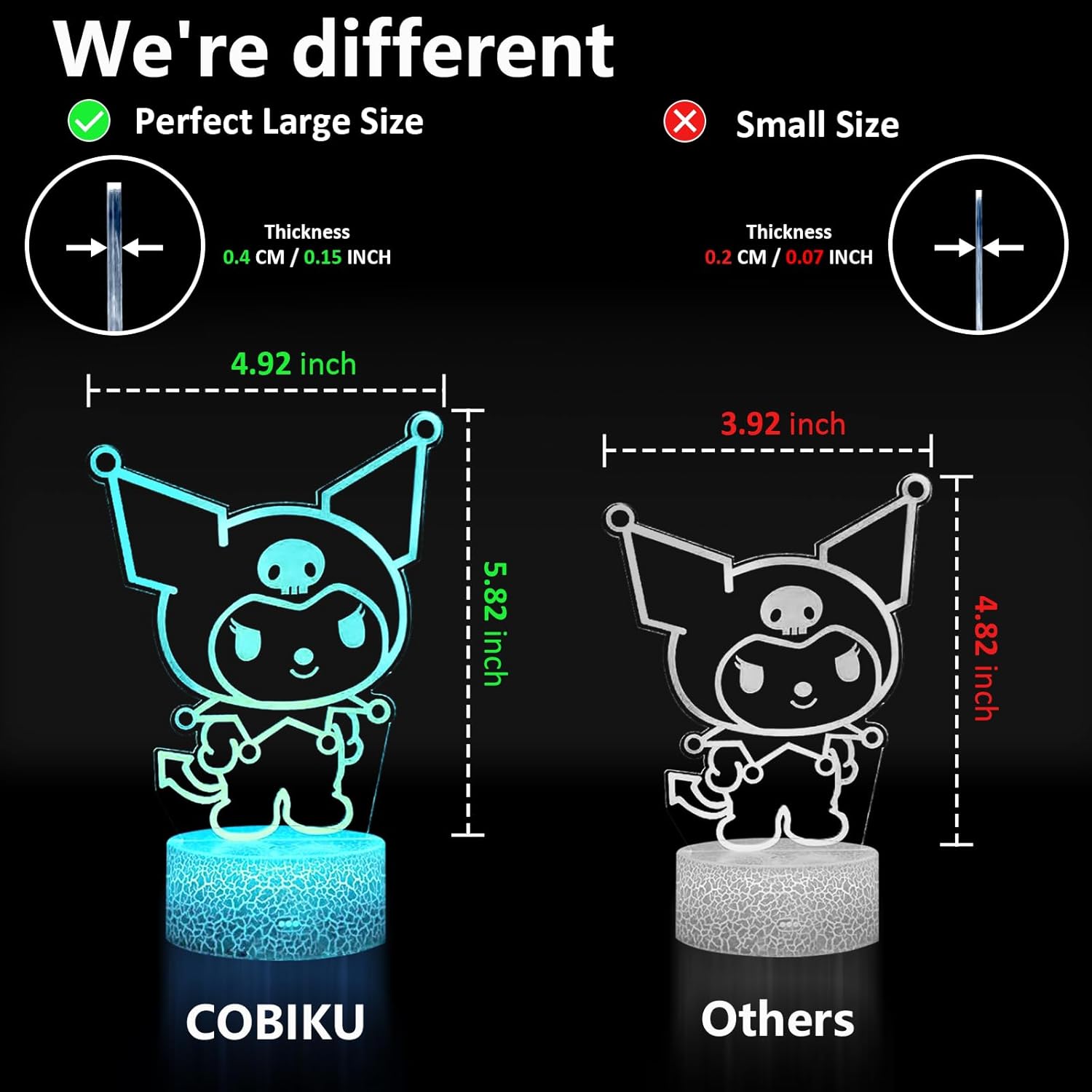 16 Colors Night Light 3D Illusion Table Lamp with Touch & Remote Control LED Lamp Kawaii Anime Led Light Cute Desk Lamp for Artwork Decor Christmas Halloween Birthday Decoration Gifts
