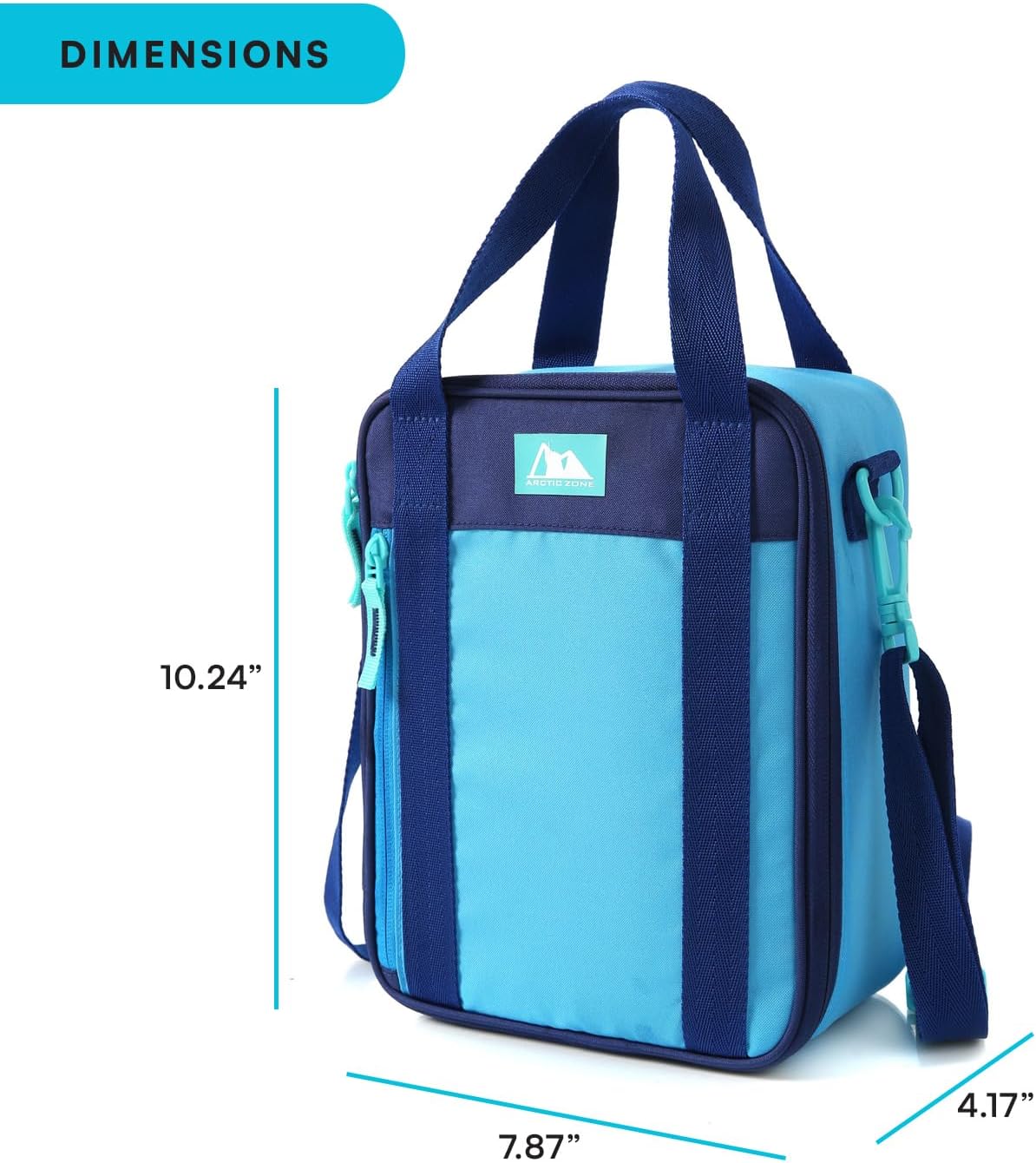 Arctic Zone Urban Lunch Box Combo for Kids with Gel Ice Pack and Sandwich Container, Insulated Bag with Adjustable Strap, True Blue