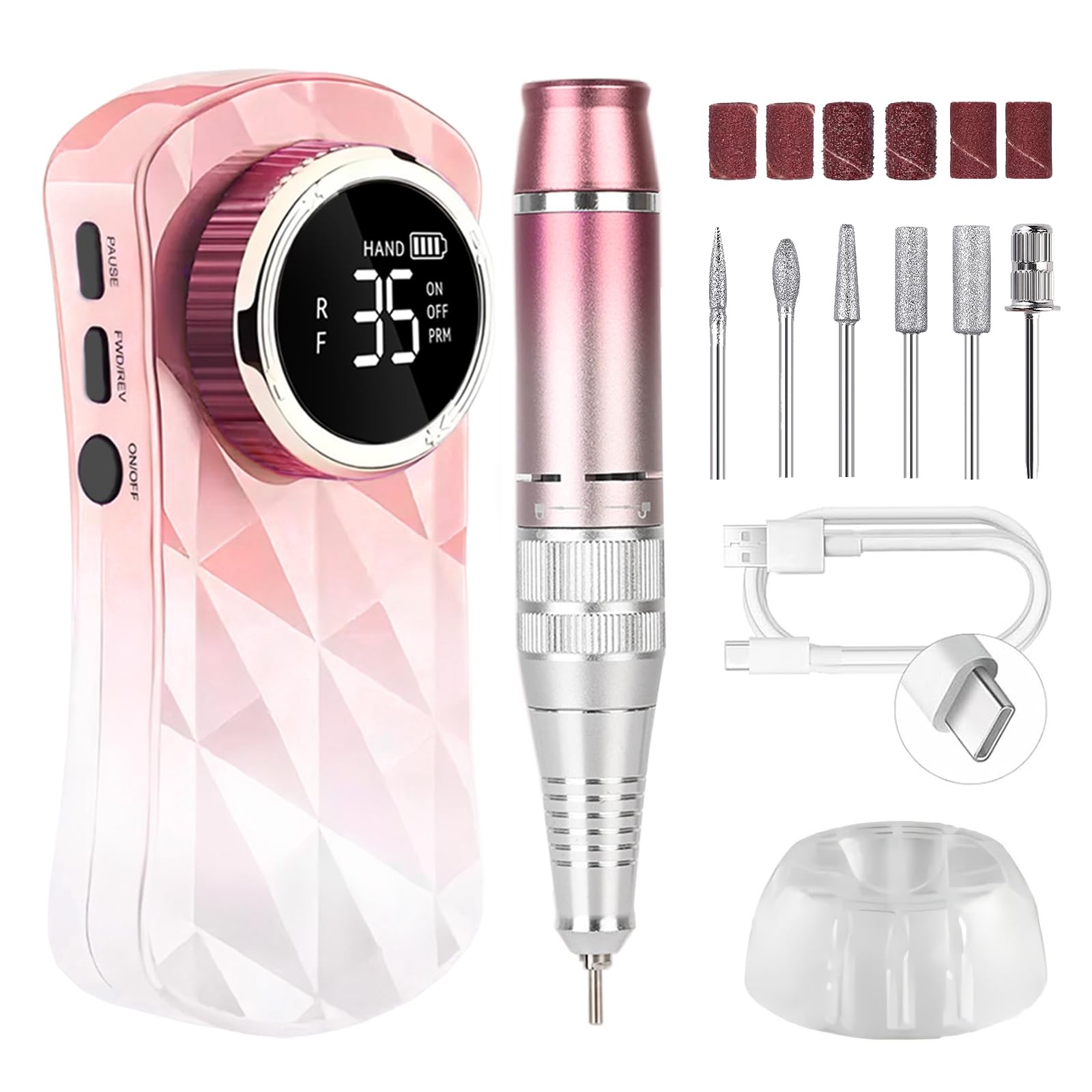 CozyZen Portable Professional Nail Drill, 35,000 RPM Rechargeable Electric Nail File, Cordless E-File Machine with Extended Battery Life, Lightweight