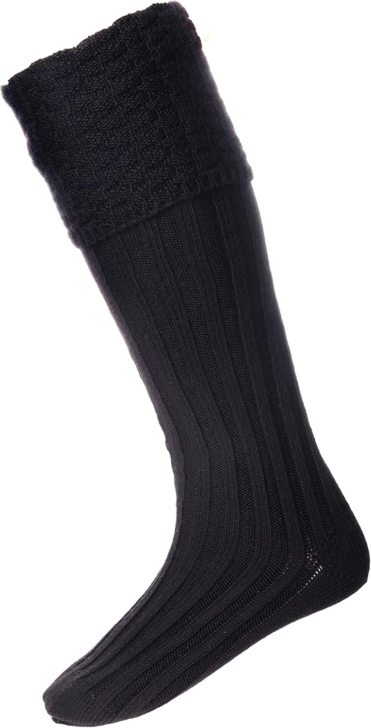 Black Bubble Top Pipe Band Piper Knit Merino Wool Kilt Hose Socks
