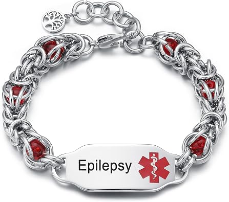 Medical Alert Bracelets, Personalized Customizable ID Bracelets for Women & Men, Includes Emergency Medical Card