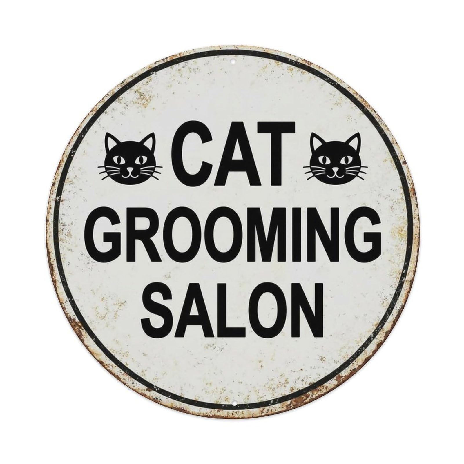 Vintage Cat Grooming Salon Parlor Vintage Metal Tin Sign Plaque Wall Decor for Cafe, Club Bar, Office, Garden Metal Poster 8x8Inch