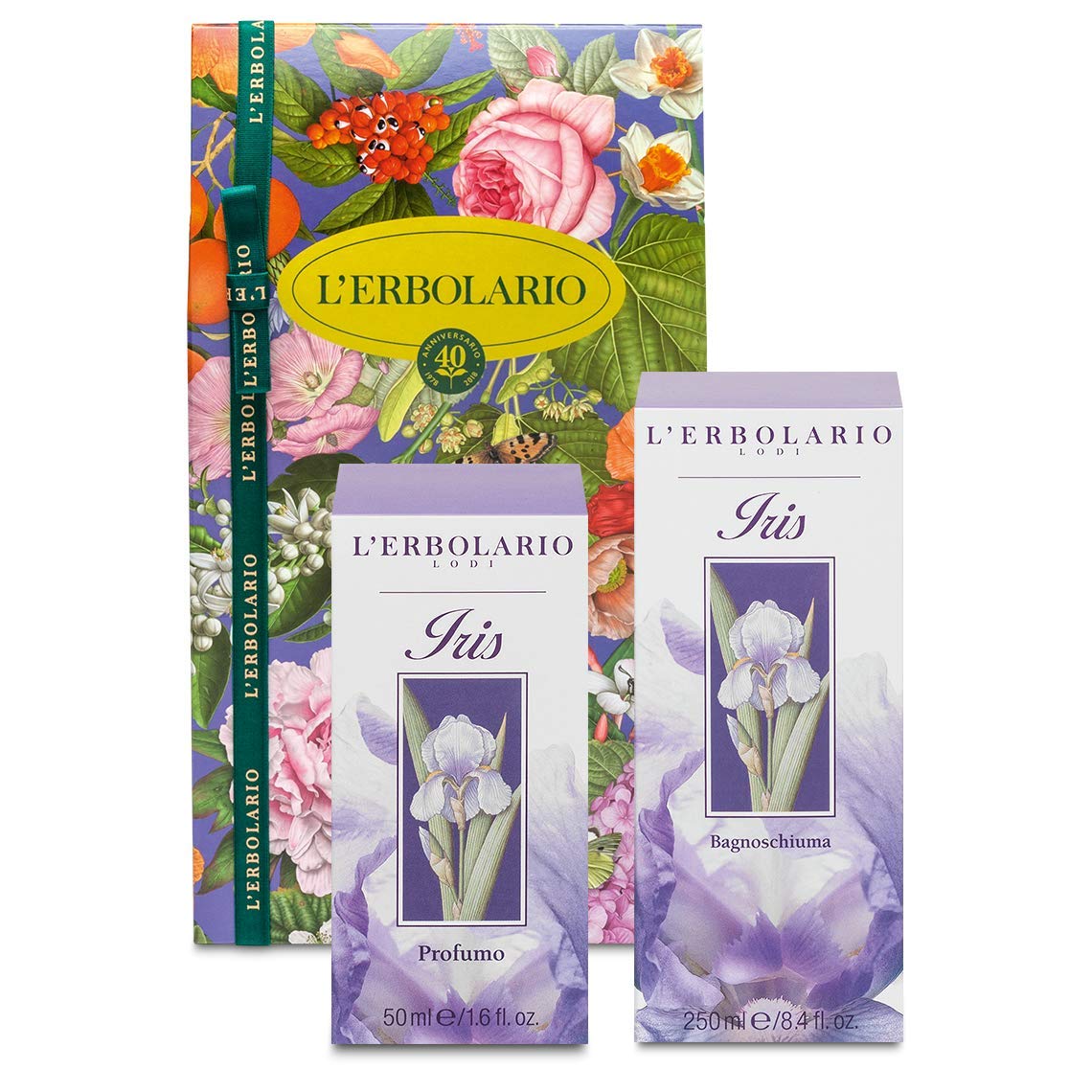 Compatibile con L'Erbolario Confezione regalo Duo Profumo Iris + in OMAGGIO elegante sacchetto in raso.