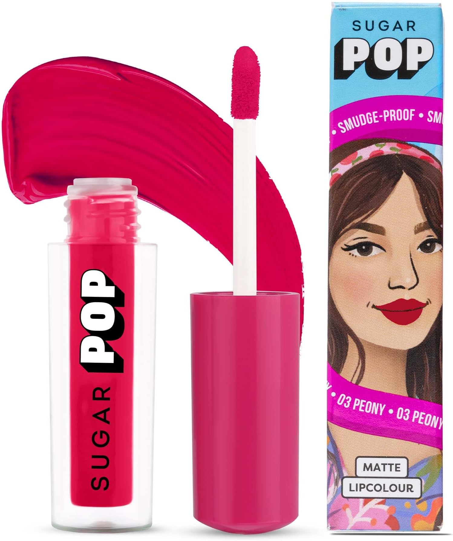 Matte Lipcolour - 03 Peony (Electric Pink) 1.6 Ml - Lasts Up To 8 Hours - Pink Lipstick For Women | Non-Drying, Smudge Proof, Long Lasting