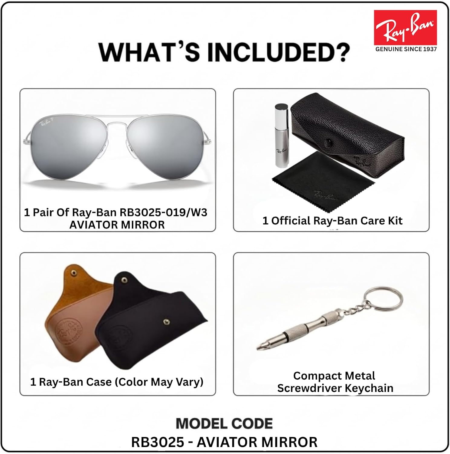 Ray-Ban RB3025 AVIATOR MIRROR Pilot Shaped Sunglasses for Men & Women with Official RAYBAN Eyewear Kit