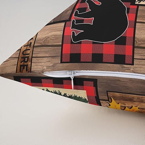 Miniatura 5 de Paquete de 4 fundas de almohada retro de 18 x 18 pulgadas, fundas de cojín de caza de animales salvajes, fundas de cojín de caza de animales