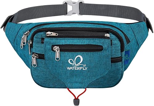 Waterfly Bum Bag Fanny Pack for Men Women Large Waist Pack with Multi Pockets for Running Hiking Camping Workout Cycling, Teal Blue, 31 x 11 x 2 cm
