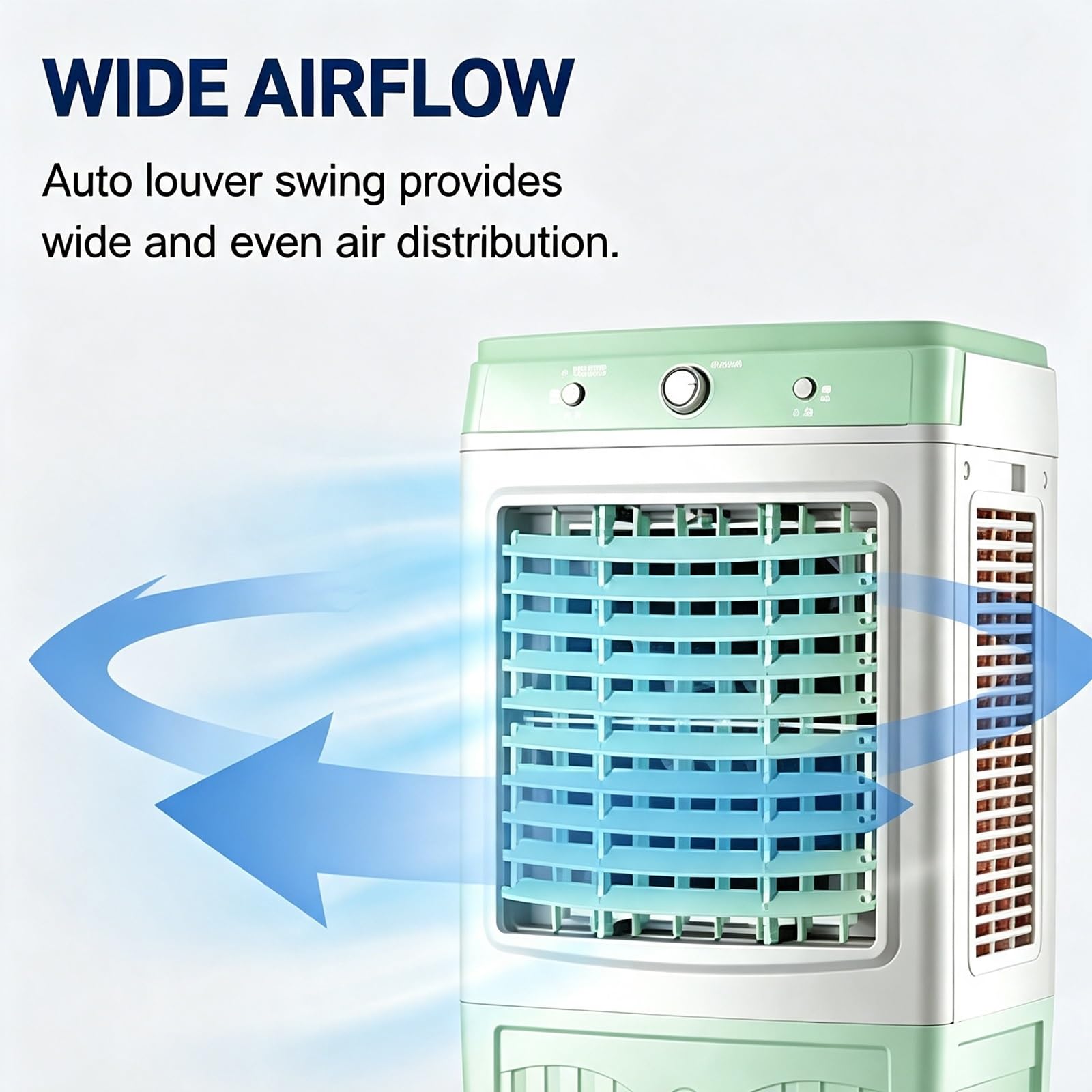 Enfriador de Aire para El Hogar, Climatizador con Tanque de 45 L | Amplio Flujo de Aire, Ruedas Giratorias de 360° para el Hogar, Oficina, Dormitorio, Sala de Estar y Cocina 93 x 47 x 35 cm