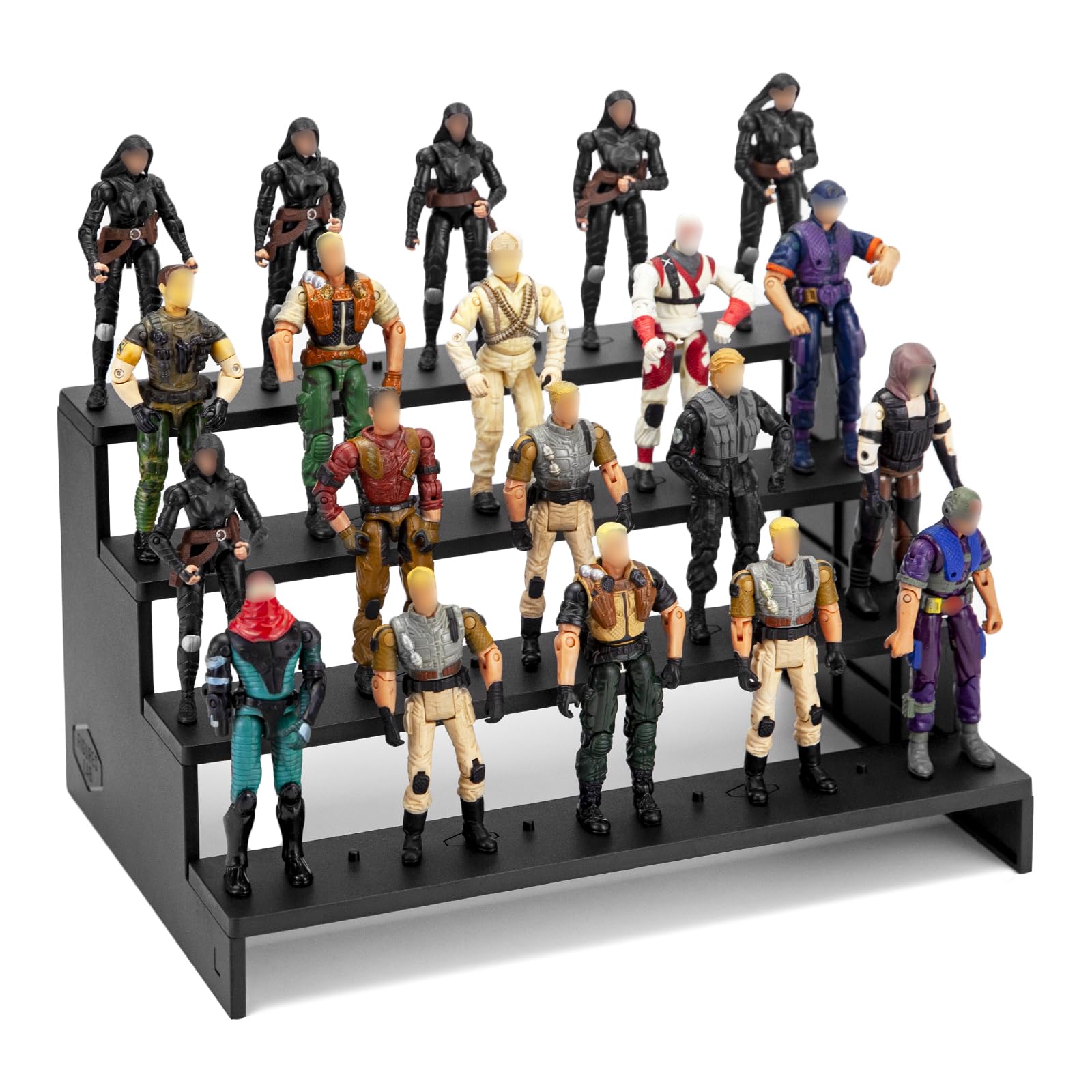 DisplayMore 3.75 inch Action Figure Riser Display Shelf,4 Tier Stand Base with PEG For 1/18 inch Scale Action figure Organizer and Storage, Compatible