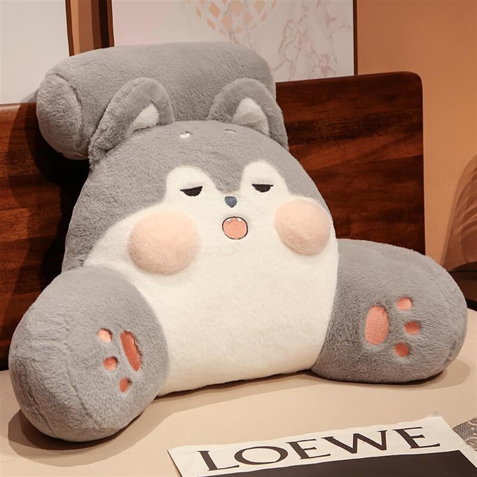 MYXJX back support cushion, Pillow Cartoon Plush Back Support Cushion For Sofa Chair Backrest Waist(Husky,70 * 55cm)
