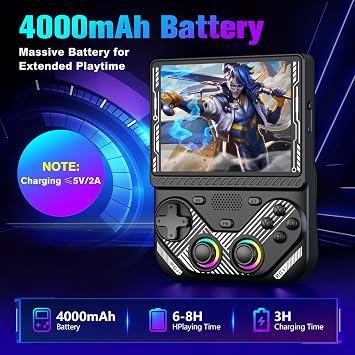RG43V Pro Retro Gaming Console 4.3'' IPS Handheld Game Console with EmuELEC & RGBOX Dual Systems, Built-in 5000 Classic Video Games, HDMI Output, RK3562 Advanced Gaming Chip, 4000mAh Battery-Black