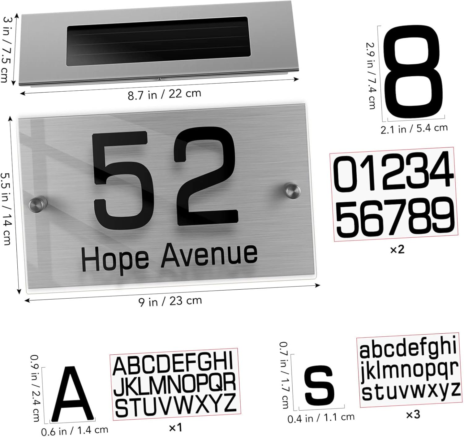 Solar Lighted Address Signs for Houses 18led Acrylic Number Plate Solar Door Number Light Diy Friendly