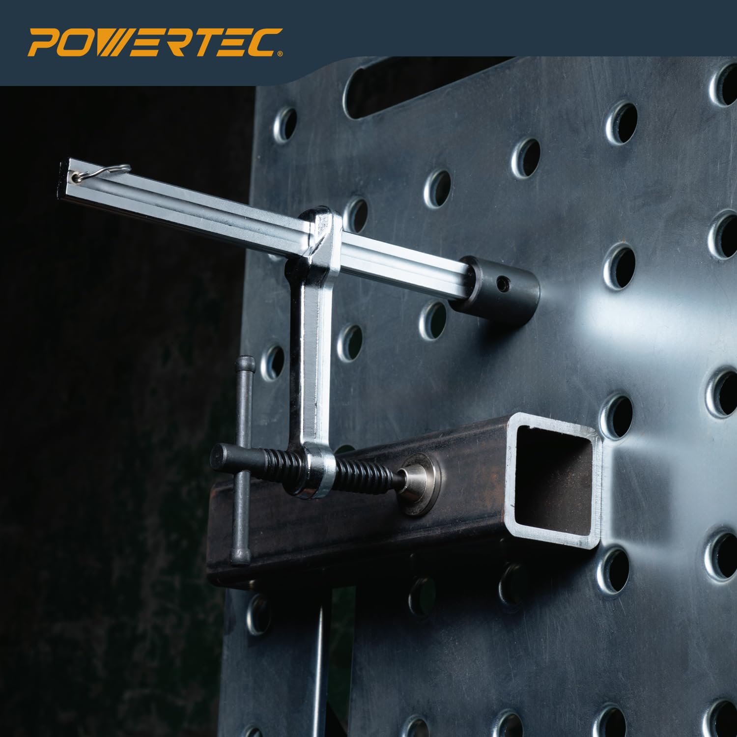 POWERTEC 2 morsetti per saldatura con impugnatura a T, apertura massima di 16 cm, profondità gola 3-1/4", adatto per fori da tavolo di saldatura da 16 mm, morsetto a vite per banco da lavoro per
