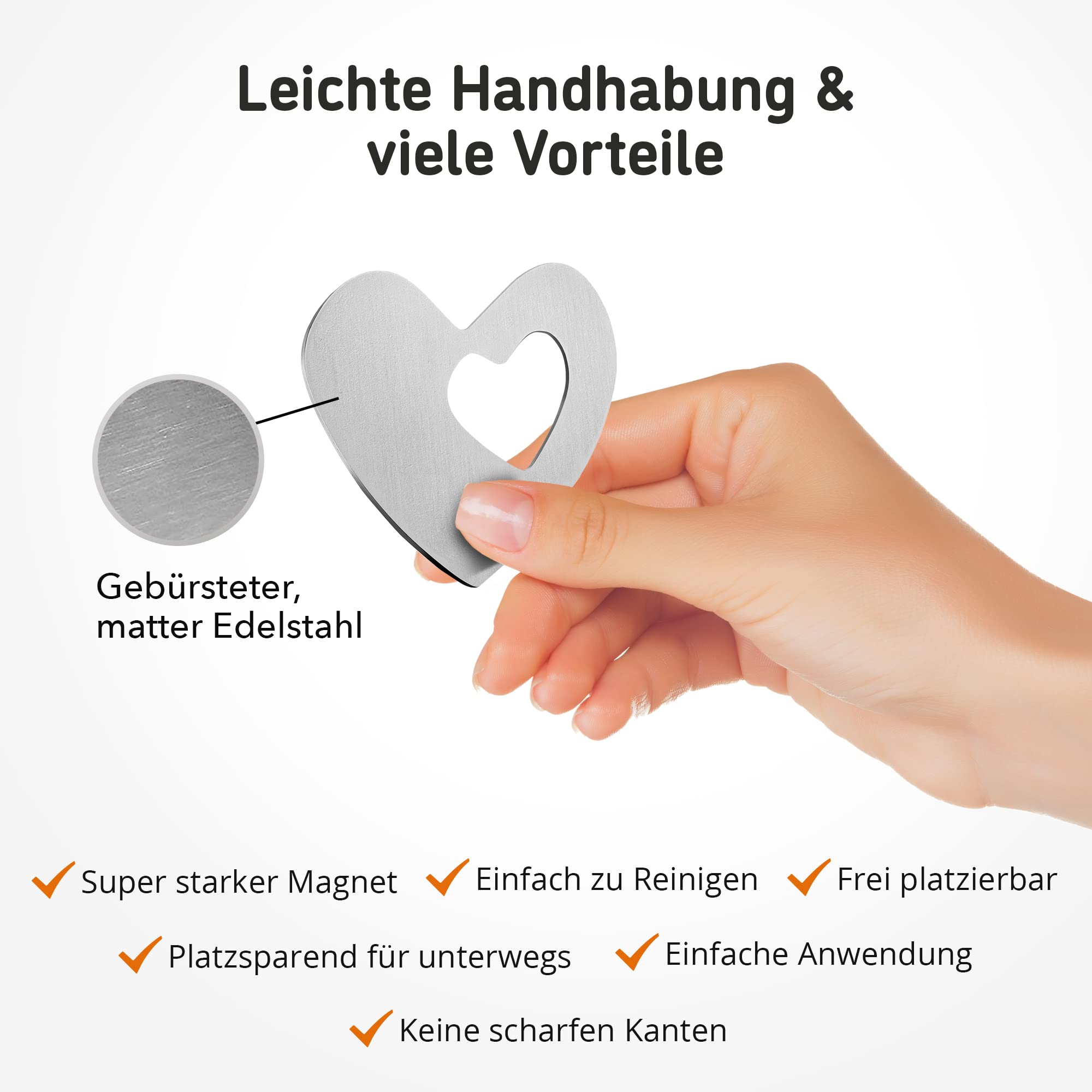 4X Herz Magnet Tischdeckenbeschwerer aus Edelstahl, Tischtuchmagnete