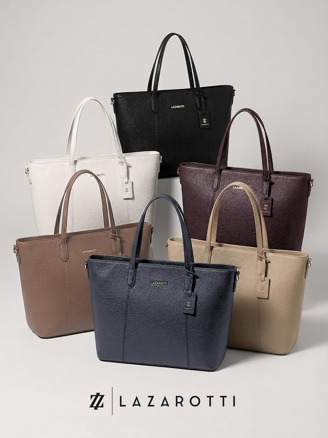 Lazarotti Bologna Damen City Shopper aus Echt-Leder | Tote Bag mit abnehm- & längenverstellbaren Trageriemen | Schultertasche 31 cm