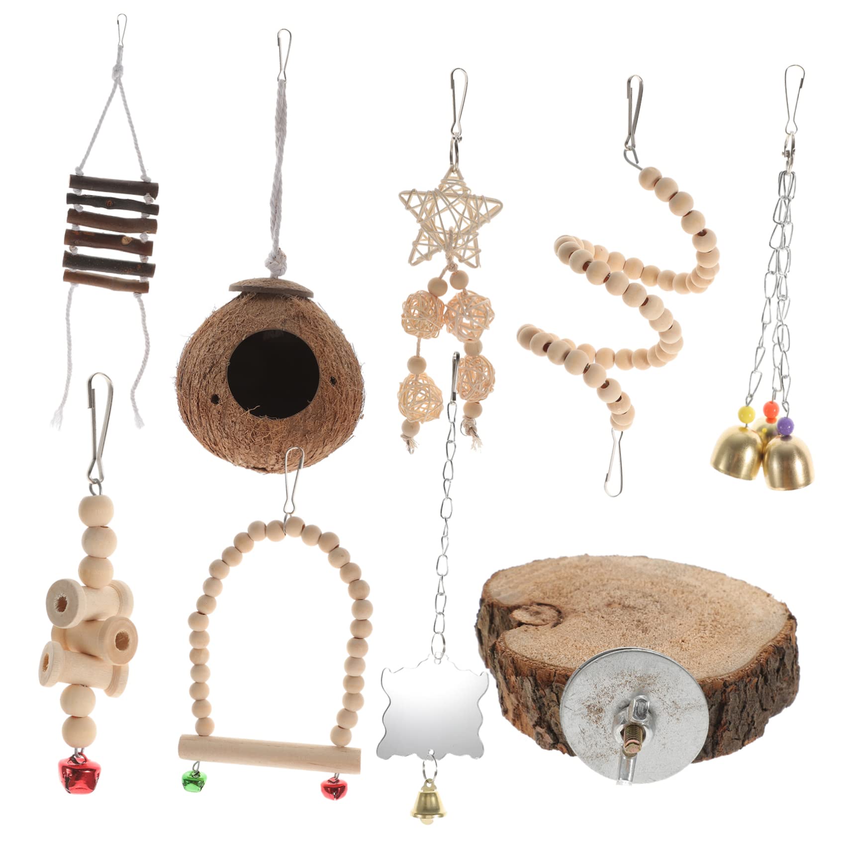 minkissy 9 Stück Vogelspielzeug und Seil für Klettern und Springen Papageien Spielzeug für Käfig Geeignet für Nymphensittiche und Andere Vögel