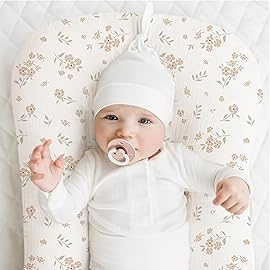 Konssy Muslin Baby Lounger Cover 2 Pack, 100% Cotton Newborn Lounger Cover, Soft and Breathable Baby Nest Slipcover for Boys Girls (Blossom,Pink)