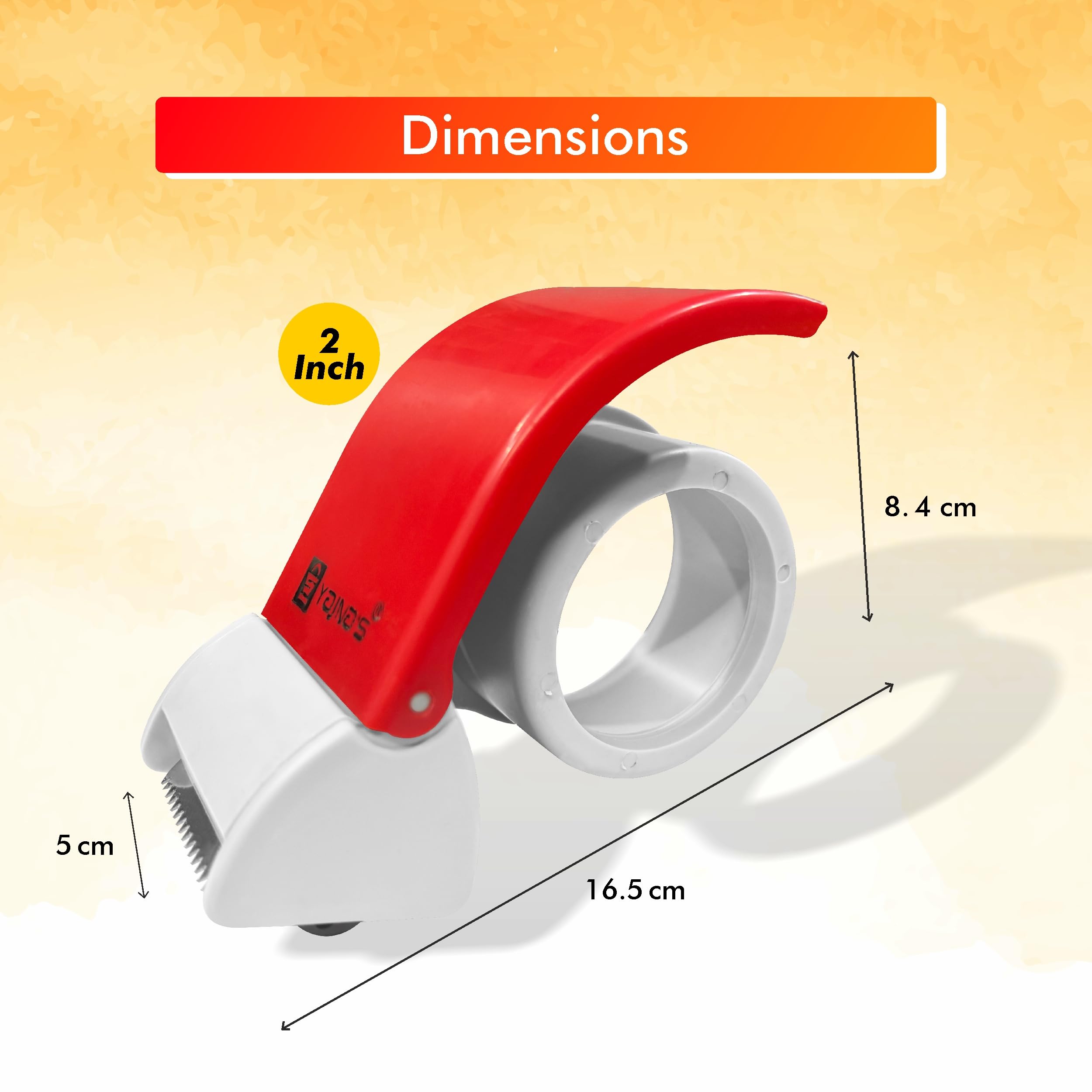 YAJNAS 5,1 cm Klebebandabroller, praktisch zum Verpacken von Paketen, leicht, ergonomisch, industriell, robust, handlicher Bandschneider für Kuriere, 1 Stück