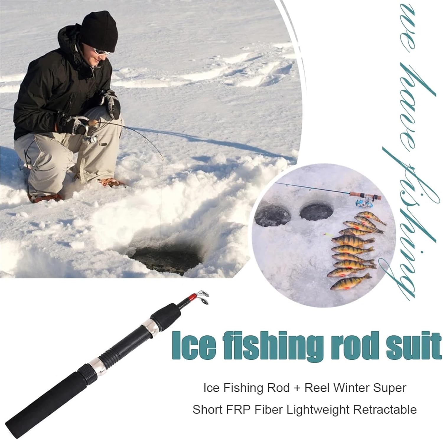 Telescopic Ice Fishing Rod Ice Fishing Pole Portable Retractable Fishing Pole Lightweight Two Sections Fishing Tackles