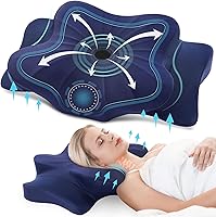 Vista 19 de DONAMA - Almohada cervical para cuello y hombro, almohada de espuma viscoelástica con contorno, almohada ergonómica para el cuello con funda