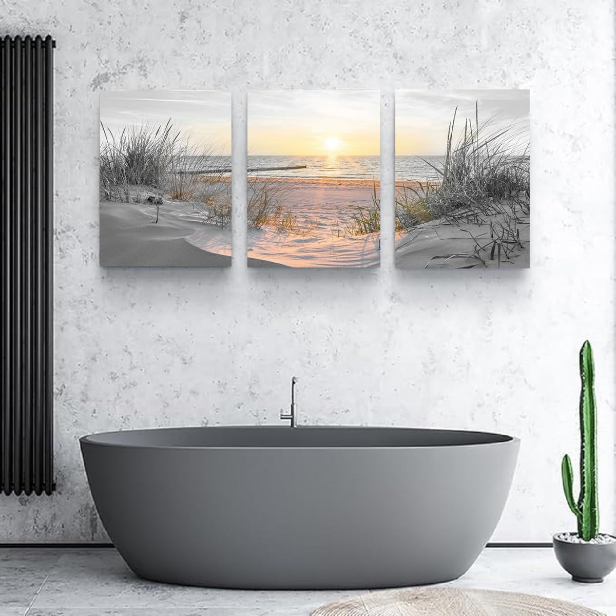 Yxbhhym Black and White Bathroom Wall Art Beach Picture Coastal Sunset Prints Ocean Postes for Living Room Decor Bedroom Seascape Artwork Sea Scene Painting Modern Office Decorations