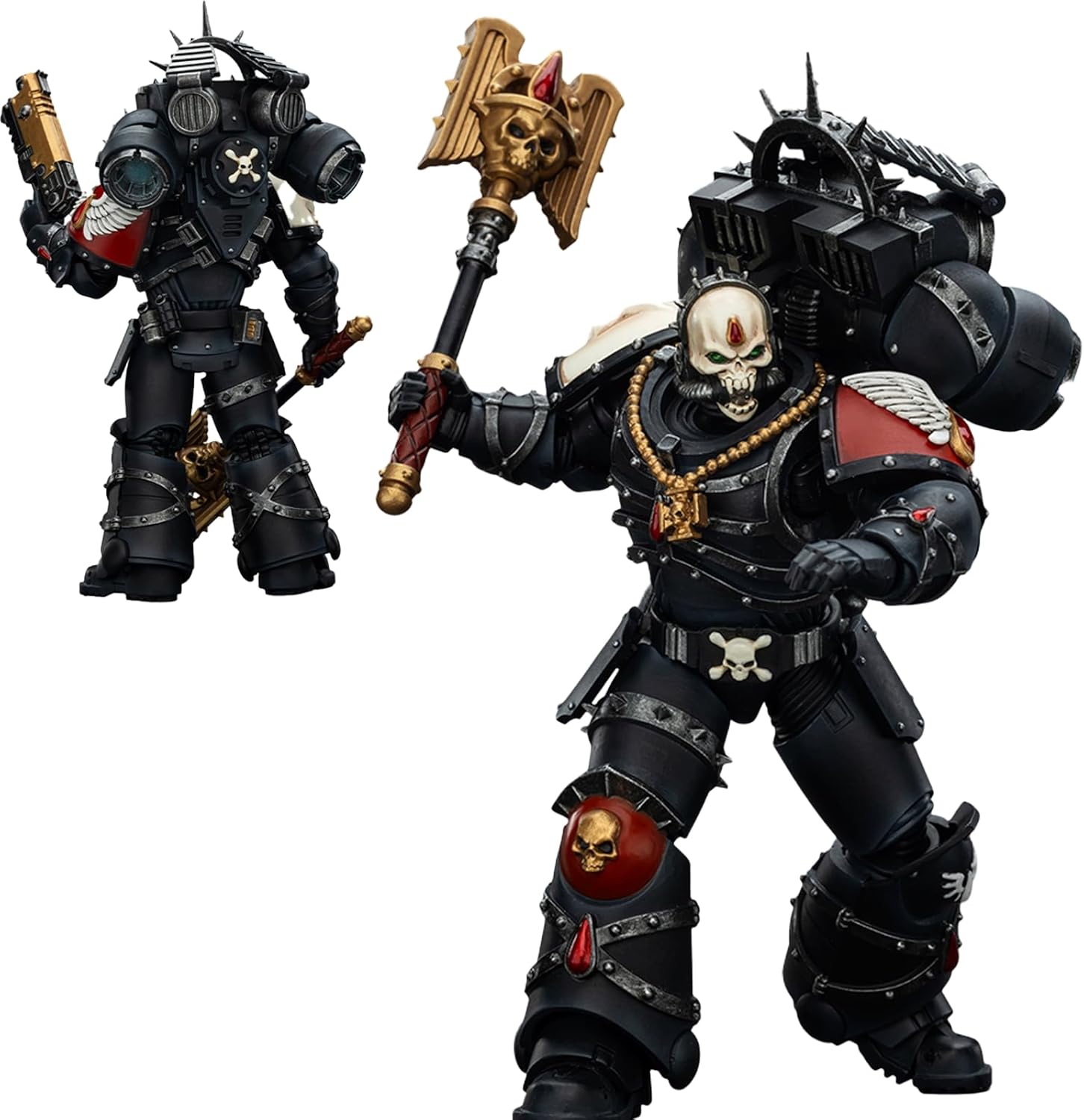 JOYTOY Warhammer 40K Blood Angels 1/18 Action Figures Blood Angels Lemartes with Jump Pack,Blood Crozius and Absolver Bolt Pistol Model Collection Lemartes