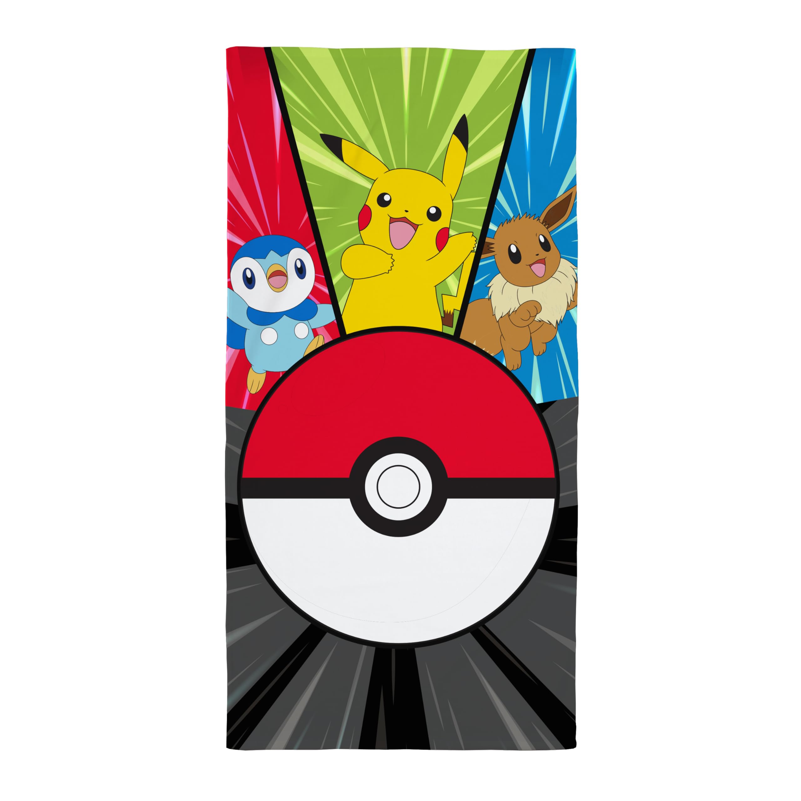 Character World Oficjalny ręcznik dla dzieci Pokémon | super miękki w dotyku, unite design z pikachu, pokeball, idealny do domu, wanny, plaży i basenu, jeden rozmiar 70 cm x 140 cm