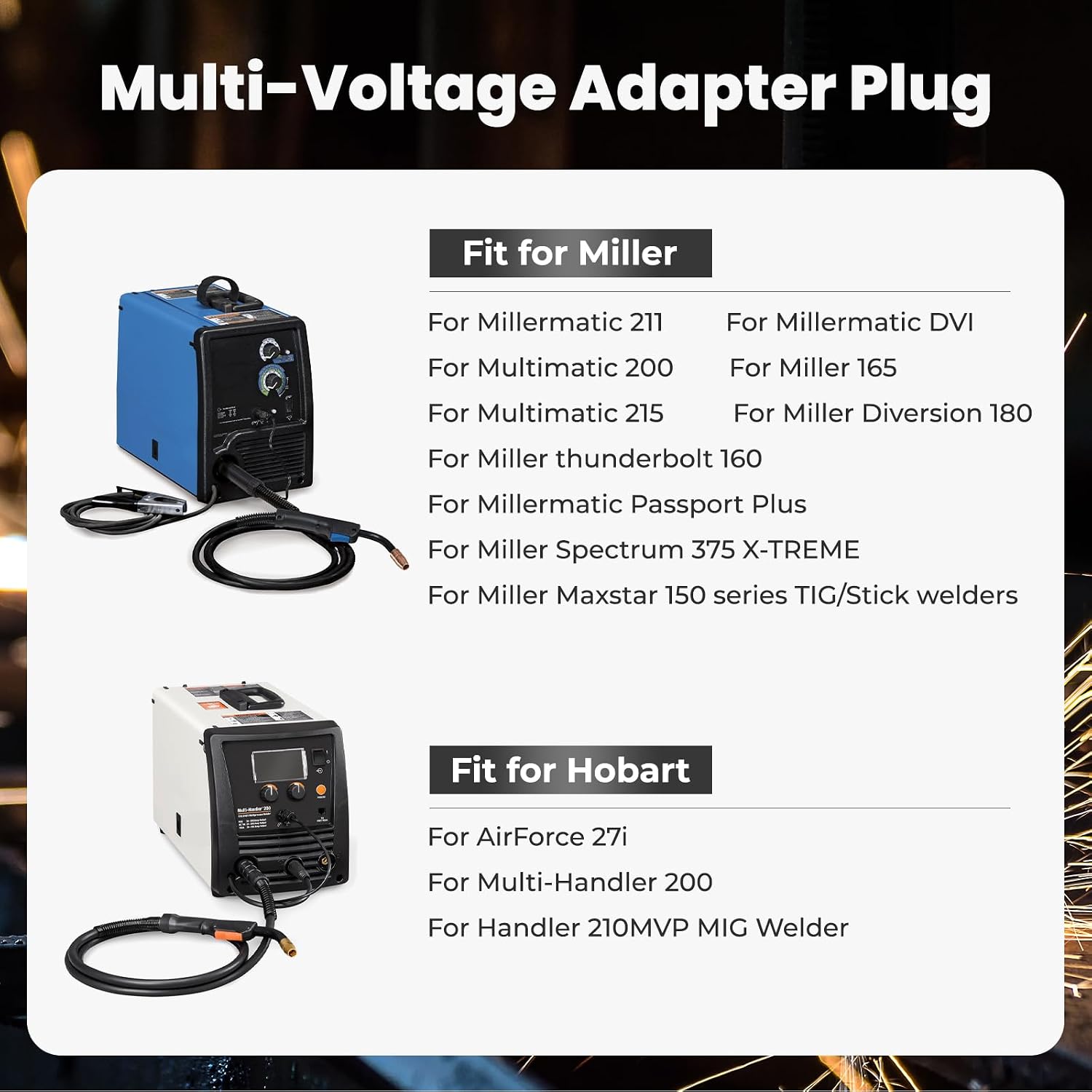 219258 Multi-Voltage Power Adapter Plug for Miller & Hobart Welder | 230 Volt MVP Electric Adaptor Plug Replacement for Welding Power Cable 6-50P, 3 Prong Plug