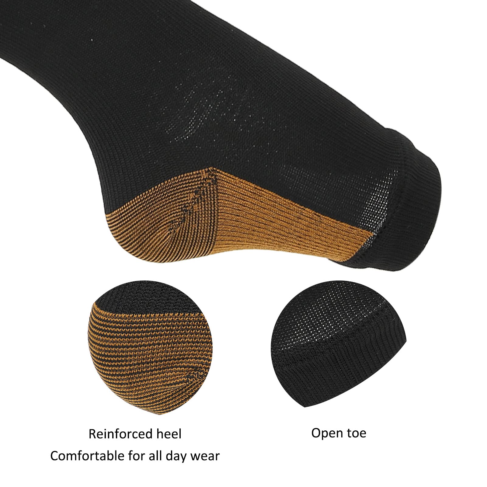 Zipper Compression Socks, Nylon Open Toe Leg Shaping Socks for Women for Leg Shaping and Slimming Ankle Compression(L/XL-Black) - Image 2